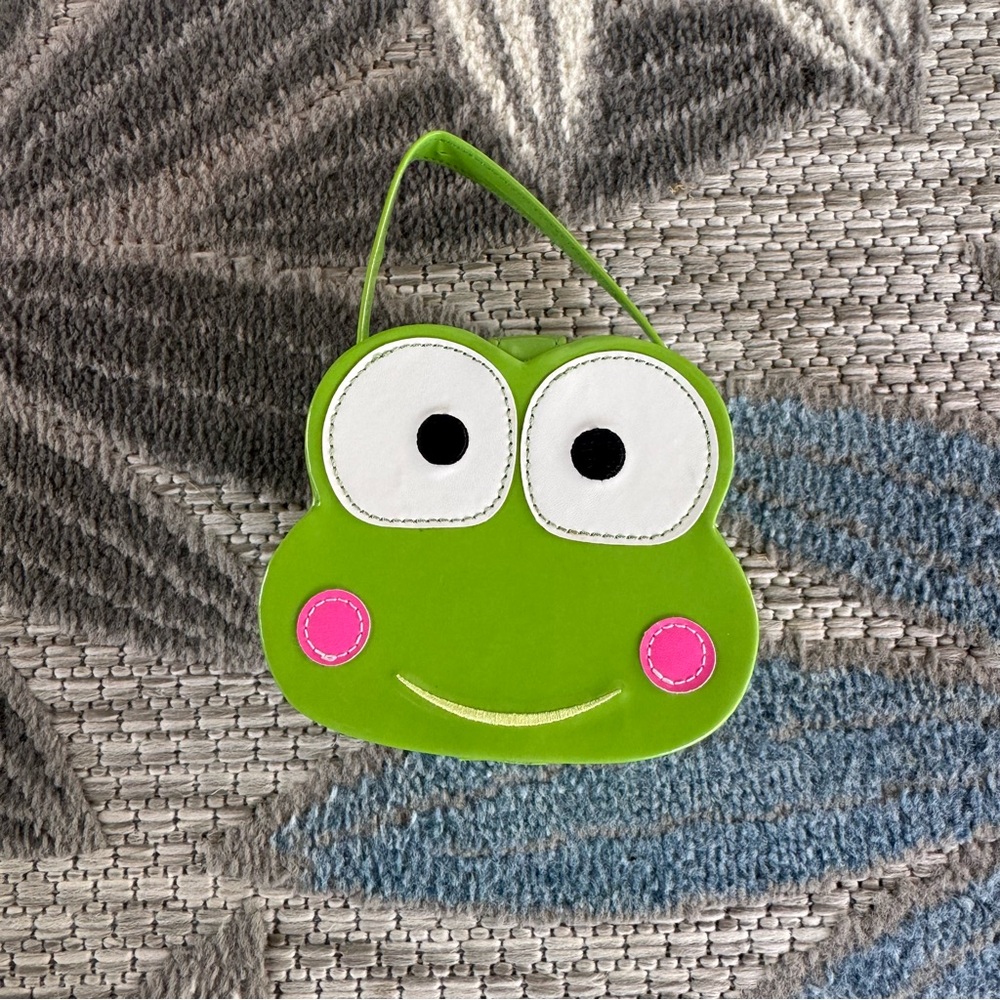 Vintage Sanrio Keroppi Frog Hard Shell Jewelry Case / Coin Purse with Handle